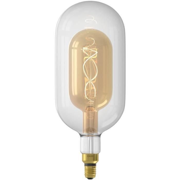 Bombilla LED E27 - CALEX - DECO XXL SUNDSVALL - Filamento espiral simple - 3W - 240 lm - 2200 K - Transparente / Oro blanco cálido Bombilla LED E27 - CALEX - DECO XXL SUNDSVALL - Filamento espiral simple - 3W - 240 lm - 2200 K - Transparente / Oro blanco cálido