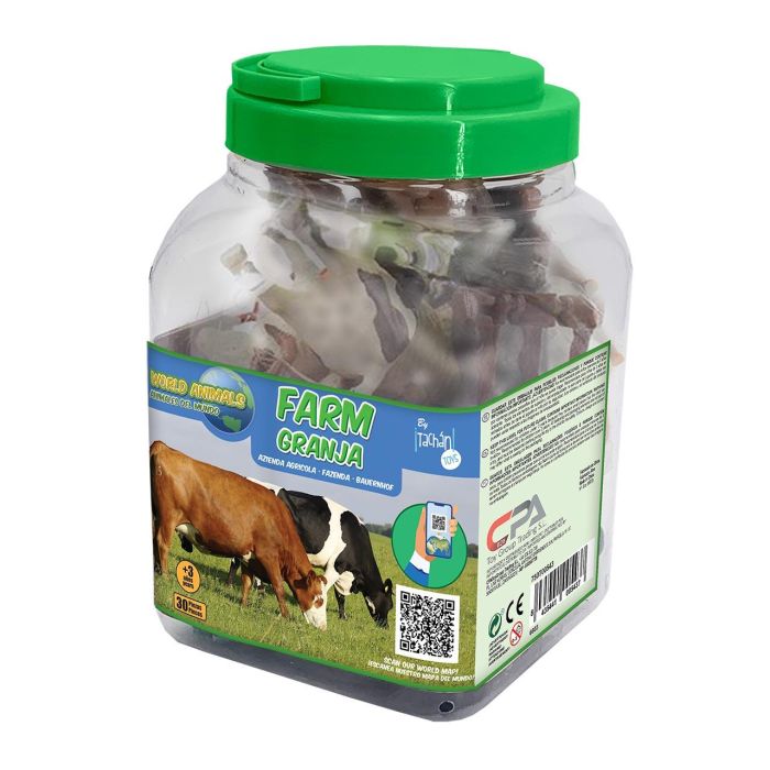 Tachan Bote Granja 6603 30 Piezas Animales de Plástico con Mapa Educativo para Niños +3 Años