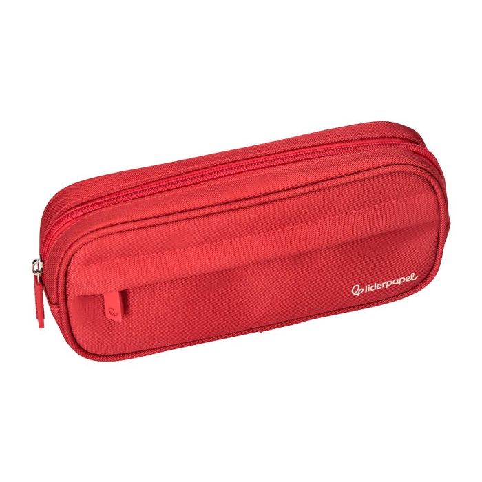 Estuche Portatodo Liderpapel Classic Ovalado 2 Cremalleras Con Bolsillo Delantero 210x90 mm Rojo 4