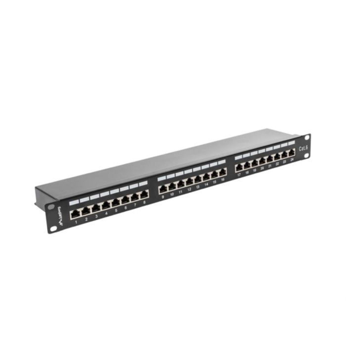 Lanberg Patch Panel 24 Puertos Cat6 RJ-45 Negro Metal 1U PPS6-1024-B 2
