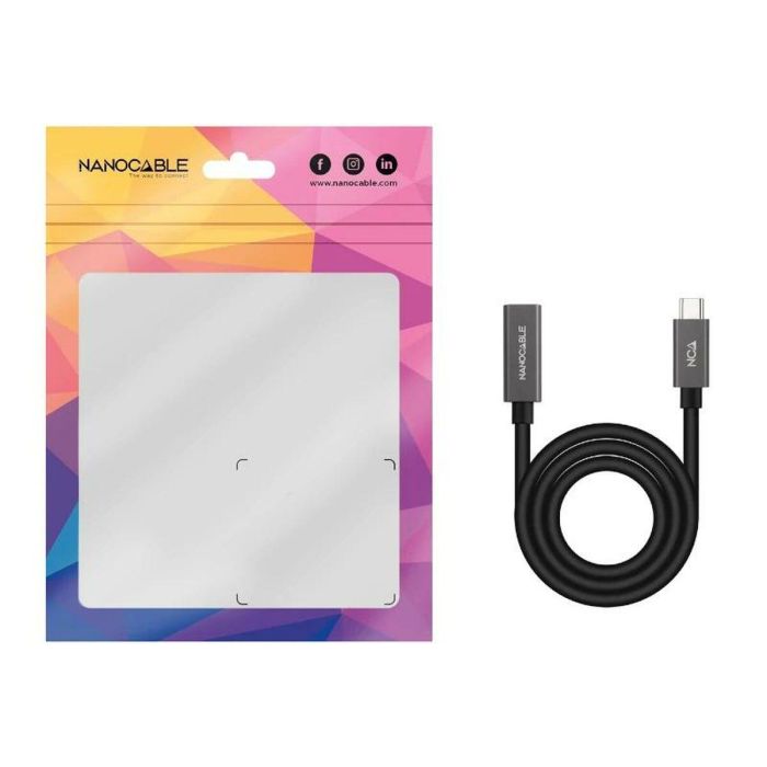 Nanocable 10.01.4401-L150 Cable Alargador USB-C Macho a Hembra USB 3.2 Gen2x2 20Gbps 60W 4K Thunderbolt 3 1.5m Negro 1