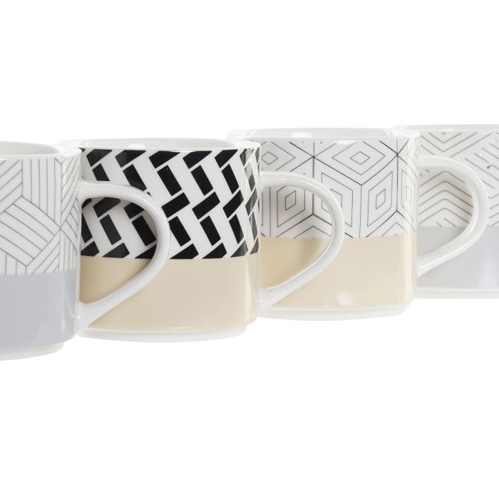 DKD Home Decor Mug Urban Geométrico de Gres 420ml Gris y Blanco, 9.5x8.7x14 cm - Pack de 12 Unidades 1 DKD Home Decor Mug Urban Geométrico de Gres 420ml Gris y Blanco, 9.5x8.7x14 cm - Pack de 12 Unidades 1