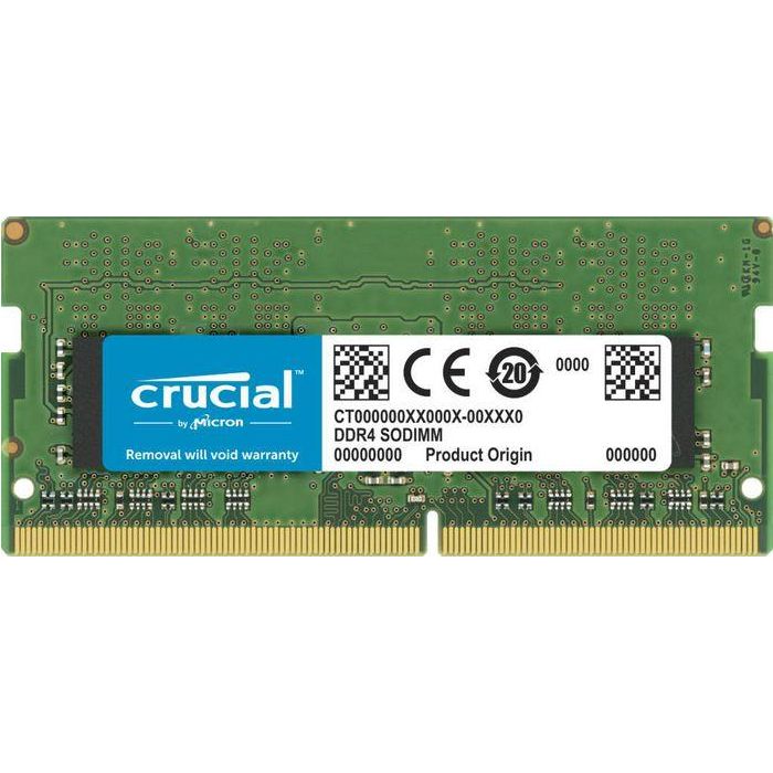 Crucial 64 GB (2 x 32 GB), DDR4, 3200 MHz, 260-pin SODIMM Crucial 64 GB (2 x 32 GB), DDR4, 3200 MHz, 260-pin SODIMM
