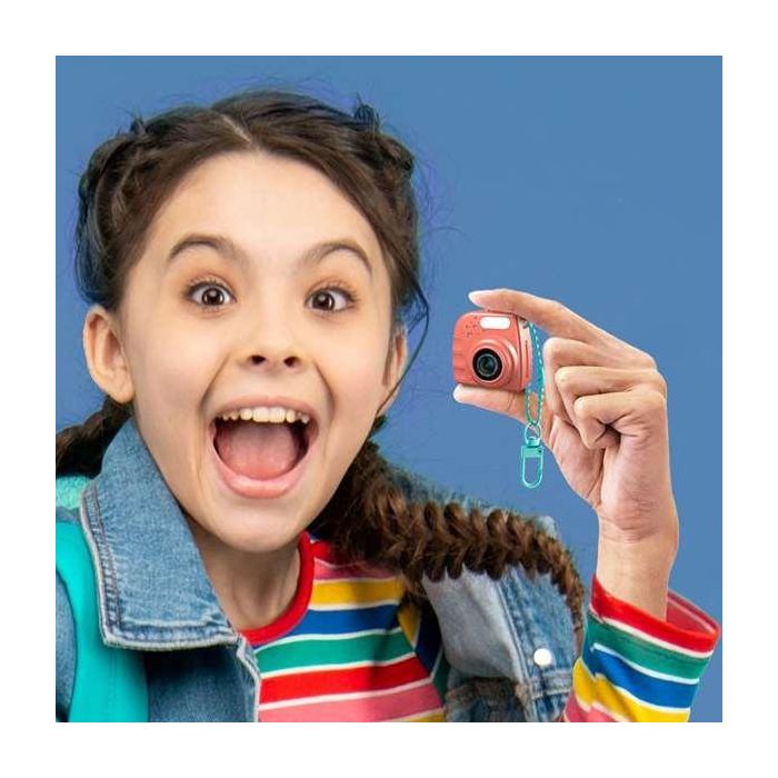 Canal Toys Mini cámara digital de llavero para fotos y vídeo, 4.2 cm, con micro SD 1GB, USB-C - Azul, violeta, rosa, amarillo, fucsia
