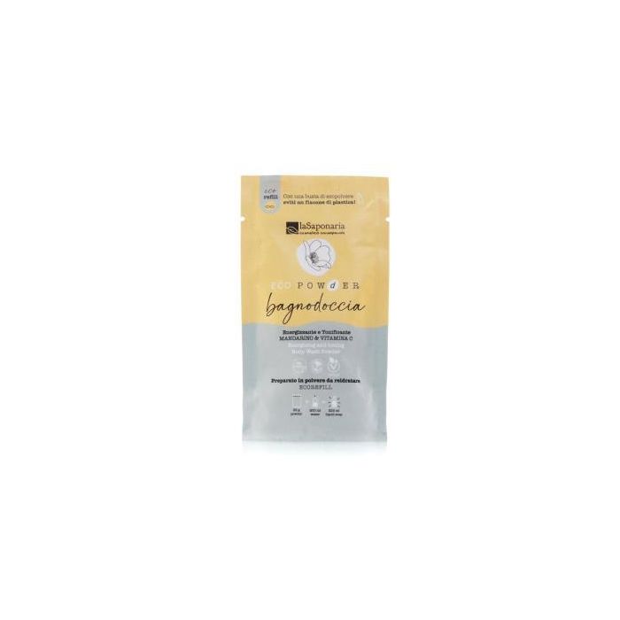 LA SAPONARIA Gel de Ducha Rehidratante Mandarina y Vitamina C en Polvo 25g Vegano Energizante y Tonificante