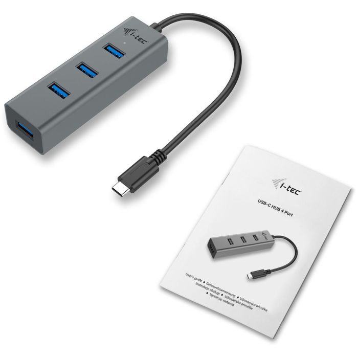 I-tec Hub USB-C con 4 Puertos USB 3.0 para Ordenador Portátil, Tablet y Teléfono Inteligente, Conexión Rápida de Datos y Carga 5