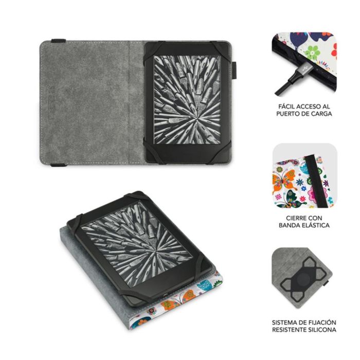 Subblim Funda para Libro Electrónico Clever Ebook Case 6" Mariposas SUBCUE-1EC010 - Compatible con Kindle, Kobo, Tagus y más - Resistente a golpes y rayones 1