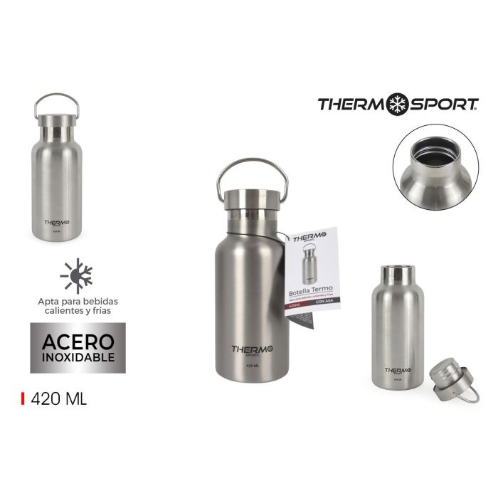 Thermosport Botella Termo de Acero con Asa, 420 ml, 18 cm de alto (6 Unidades) Thermosport Botella Termo de Acero con Asa, 420 ml, 18 cm de alto (6 Unidades)