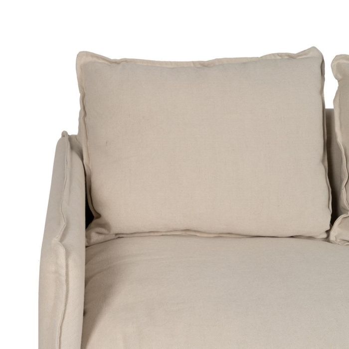 Sofá 2 Plazas Crema Tejido-Madera 160 X 95 X 85 cm