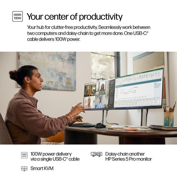HP Series 5 Pro 27 inch QHD USB-C Conferencing Monitor - 527pm 5 HP Series 5 Pro 27 inch QHD USB-C Conferencing Monitor - 527pm 5