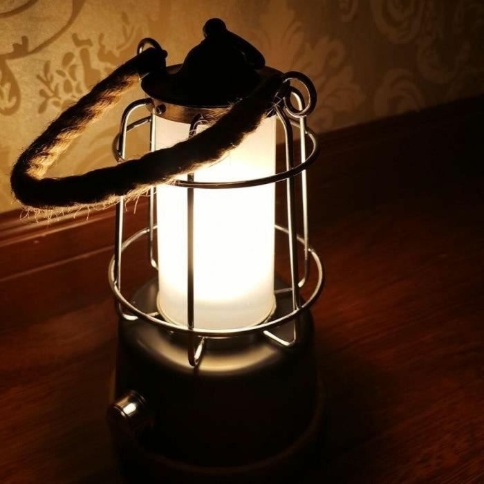 Linterna inalámbrica - LUMISKY - WILDY - H23 cm - Asa de cuerda - LED blanco cálido y regulable 2 Linterna inalámbrica - LUMISKY - WILDY - H23 cm - Asa de cuerda - LED blanco cálido y regulable 2