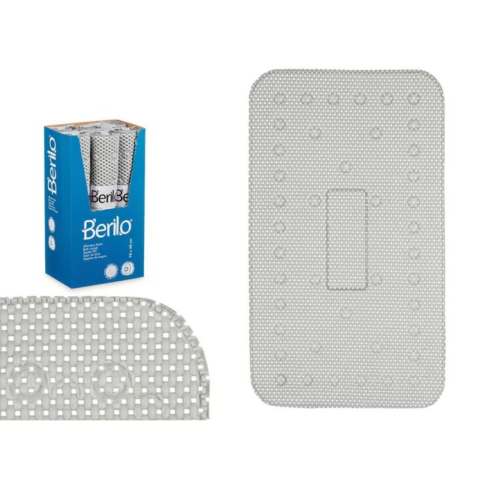 Berilo Alfombra Baño Antideslizante de Goma Gris PVC 69.3x40x1 cm (6 Unidades)