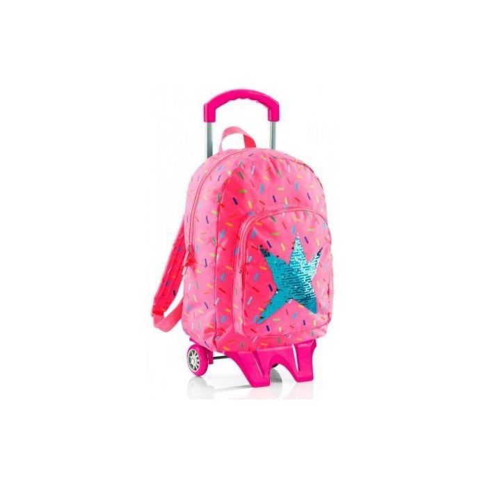MOCHILA DOBLE COMPARTIMENTO CON CARRO MIQUEL RIUS 18635 AGATHA RUIZ DE LA PRADA CARAMELOS - 300*420*140MM (20L) - TIRANTES ACOLCHADOS - ASA SUPERIOR MOCHILA DOBLE COMPARTIMENTO CON CARRO MIQUEL RIUS 18635 AGATHA RUIZ DE LA PRADA CARAMELOS - 300*420*140MM (20L) - TIRANTES ACOLCHADOS - ASA SUPERIOR