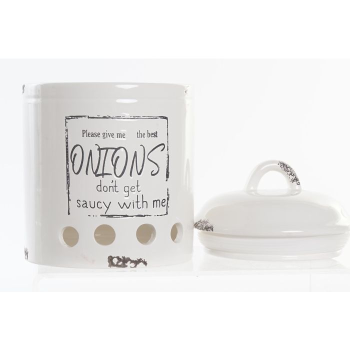 DKD Home Decor Bote de Cocina Decorativo para Almacenamiento de Cebollas, Recipiente de Dolomite Blanco 14x14x20 cm 1 DKD Home Decor Bote de Cocina Decorativo para Almacenamiento de Cebollas, Recipiente de Dolomite Blanco 14x14x20 cm 1