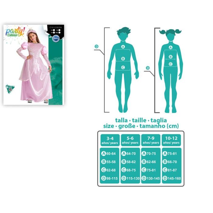 Disfraz Princesa de Cuento Rosa Niña 5-6 Años, Vestido Largo Infantil 3