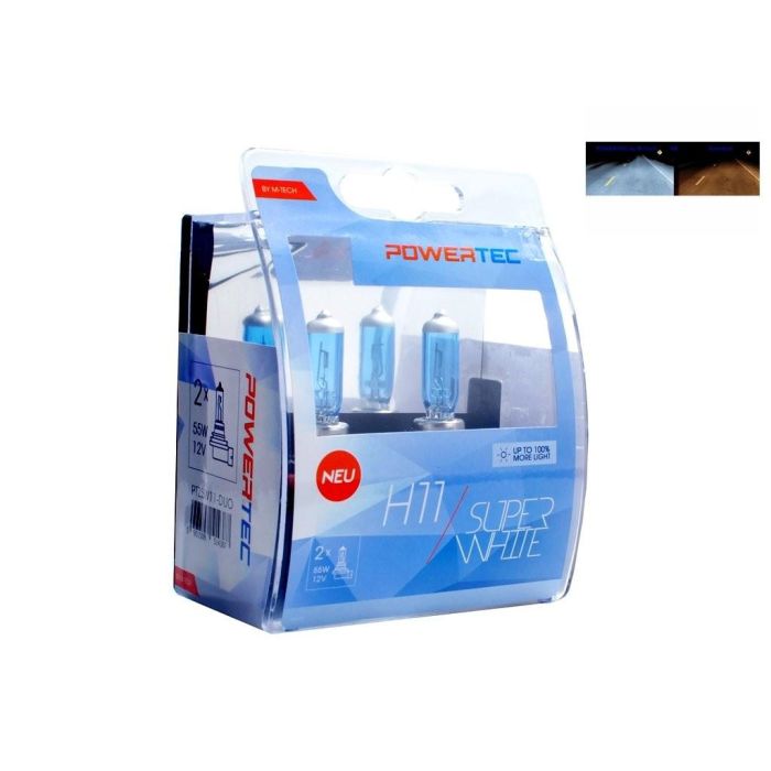 M-Tech H11 12V 55W Superwhite Bombilla Halógena con 100% Más Luz y Efecto Blanco para Mayor Visibilidad y Seguridad en Carretera - MTECPTZSW11-DUO 0 M-Tech H11 12V 55W Superwhite Bombilla Halógena con 100% Más Luz y Efecto Blanco para Mayor Visibilidad y Seguridad en Carretera - MTECPTZSW11-DUO 0