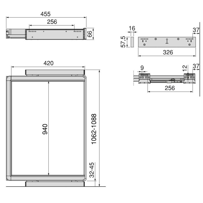 Emuca Bastidor con guías de cierre suave y extracción total para accesorios de armario Quartz, 1062-1088mm, Aluminio y Plástico, Titanio 19 Emuca Bastidor con guías de cierre suave y extracción total para accesorios de armario Quartz, 1062-1088mm, Aluminio y Plástico, Titanio 19