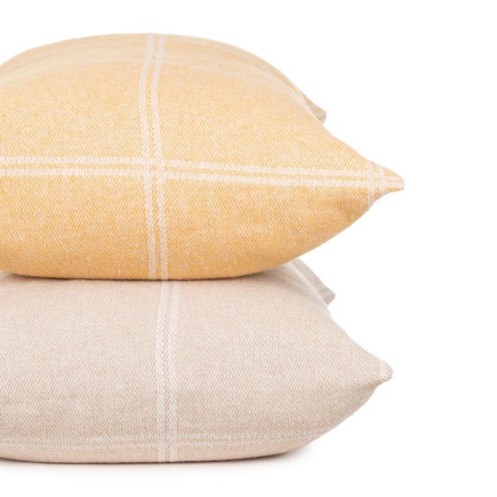 Cojín Cuadros Mostaza Algodón-Poliéster 70 X 50 cm