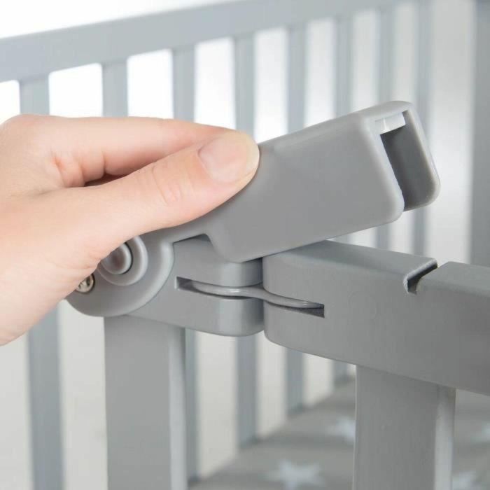 Roba ROB4005317315416 Parque infantil plegable Little Stars 75x100 cm Altura regulable Madera lacada gris topo con estrellas y ruedas freno 3