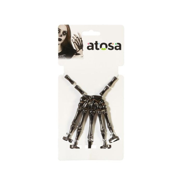 Mano Esqueleto Metálico en Tono Plateado para Disfraz de Halloween - Accesorio para Fiestas de Terror y Día de Muertos 1