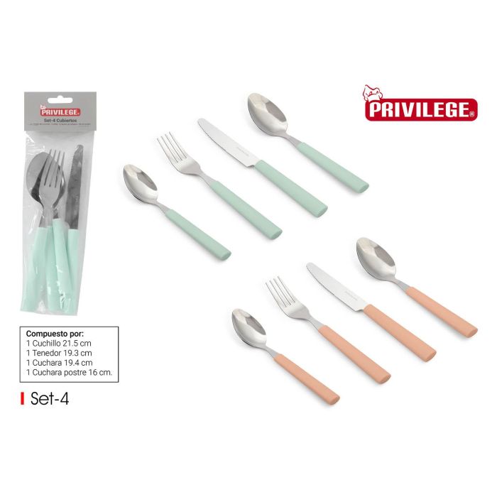 Wooow Set 4 Cubiertos con Mango de Plástico Privilege para Mesa (36 Unidades)