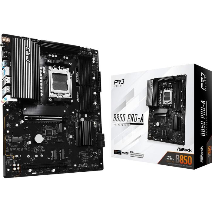 ASRock B850 Pro-A Placa Base AMD AM5, Compatible con Ryzen 7000-9000, DDR5, PCIe 5.0, ATX