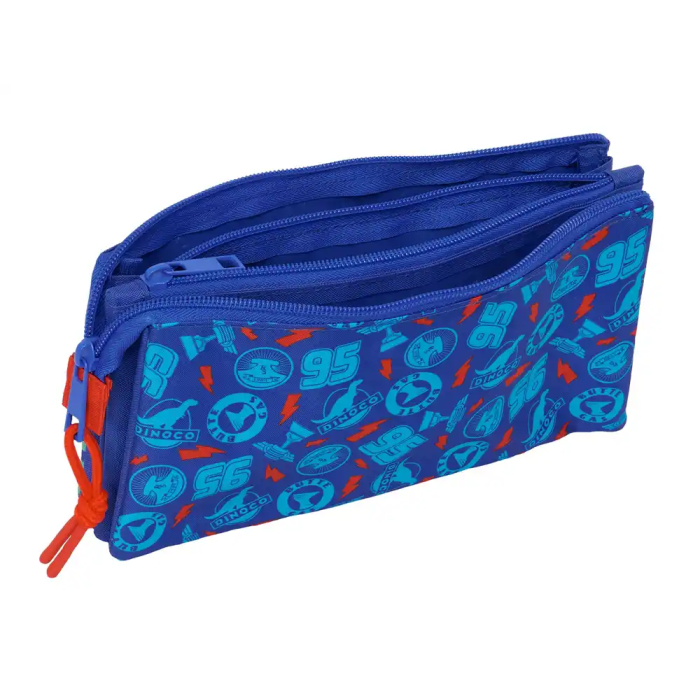 SAFTA Portatodo Triple Cars Disney Pixar con 3 Compartimentos Separados con Cremallera 22x3x12cm 2
