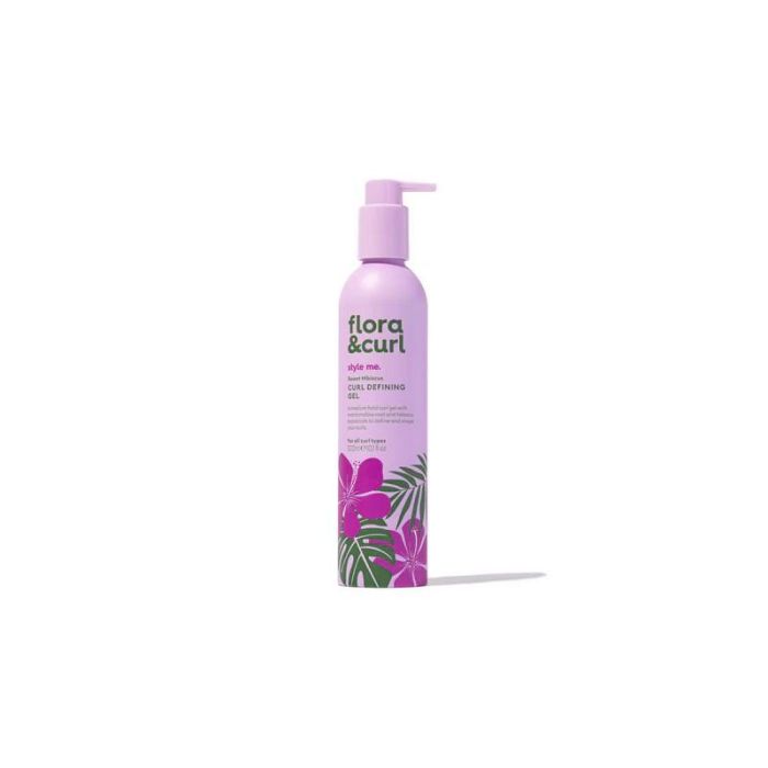 Flora Curl Gel Definidor de Rizos Sweet Hibiscus 300ml con Pantenol y Proteína de Soja para Rizos Definidos y con Brillo