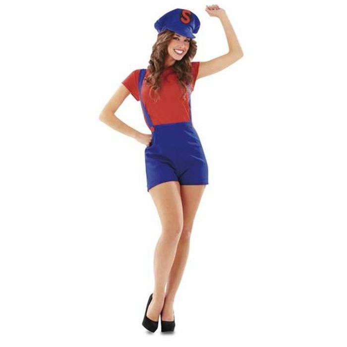 Disfraz red super lady gorra, camiseta y pantalón con tirantes talla XXL