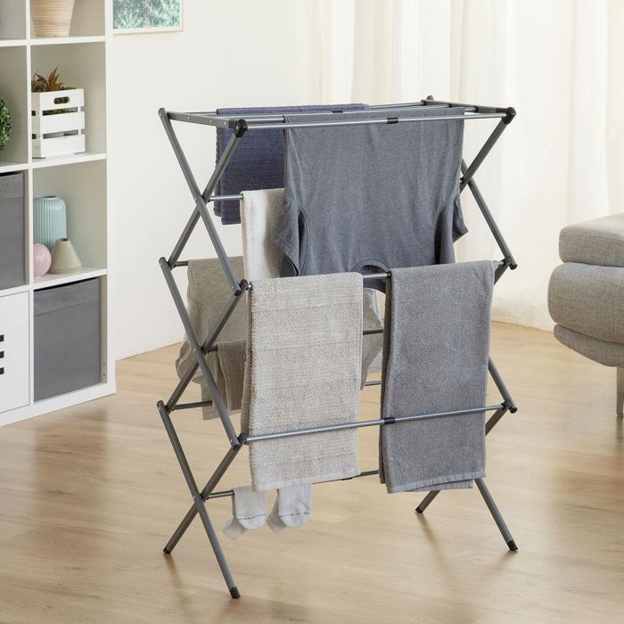 Tendedero Metálico Plegable y Extensible con 3 Alturas Cloxy InnovaGoods 11 barras 5 Tendedero Metálico Plegable y Extensible con 3 Alturas Cloxy InnovaGoods 11 barras 5