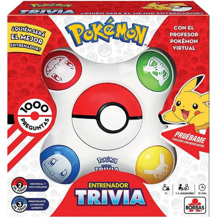 Pokemon Juego de Mesa Trivia Entrenador: ¿Quién Será el Mejor? | Edad 7+ años, Requiere 3 pilas LR6 (no incluidas), Idiomas ES/EN
