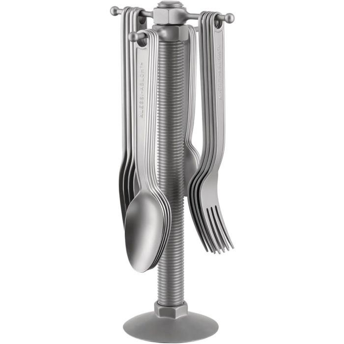 Alessi VA02 Set de 16 Cubiertos Virgil Abloh, Acero Inoxidable 18/10 y 18/8