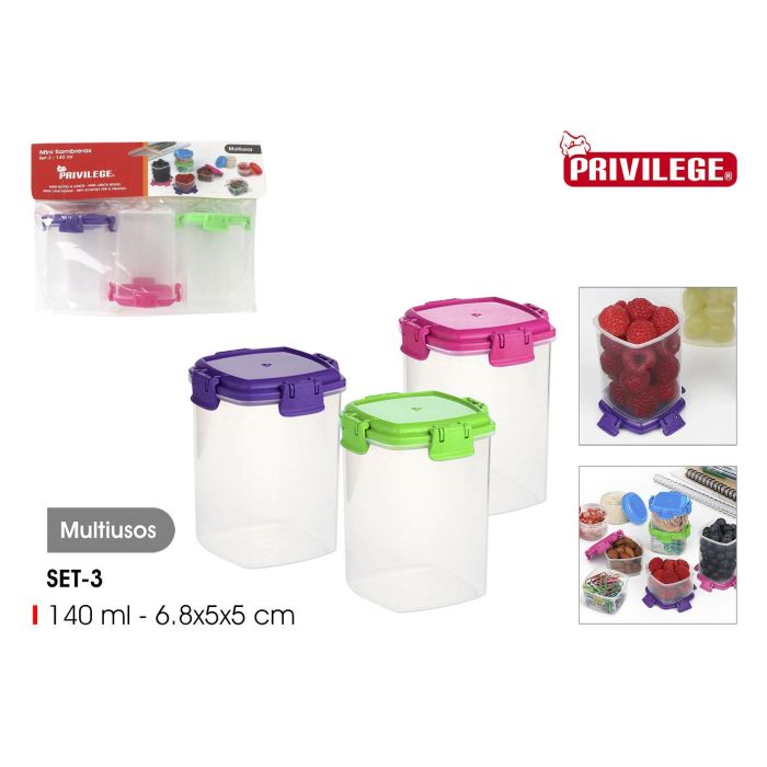 Set de 3 mini fiambreras Privilege 140 ml (24 Unidades) Set de 3 mini fiambreras Privilege 140 ml (24 Unidades)