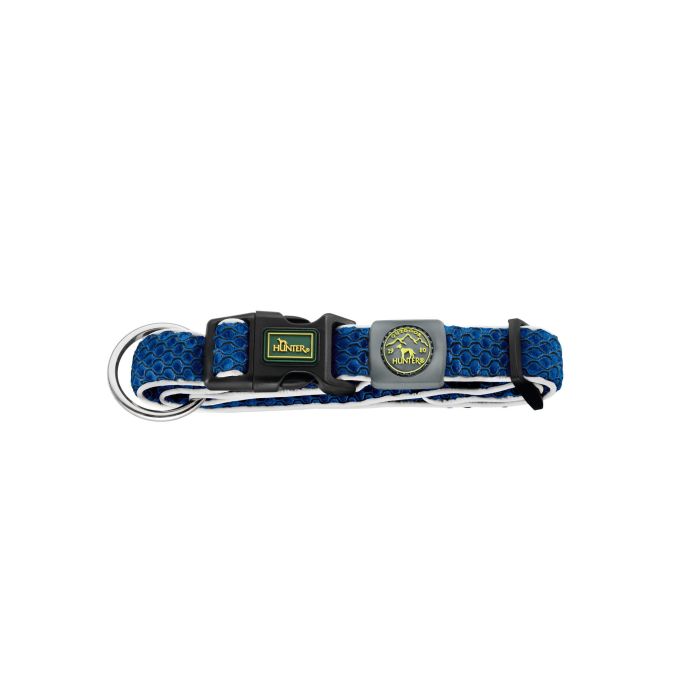 Hunter Collar Hilo Vario Plus L para Perros, Malla 3D Transpirable y Ligera, Refrescante, Reflectante, Cuello 40-60 cm, Azul
