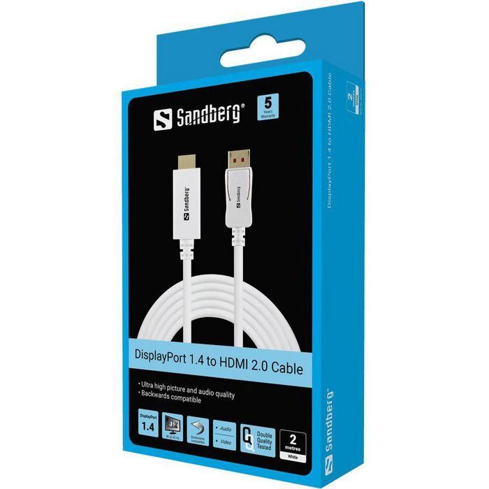 Sandberg DisplayPort 1.4-HDMI 4K60Hz 2m 1 Sandberg DisplayPort 1.4-HDMI 4K60Hz 2m 1