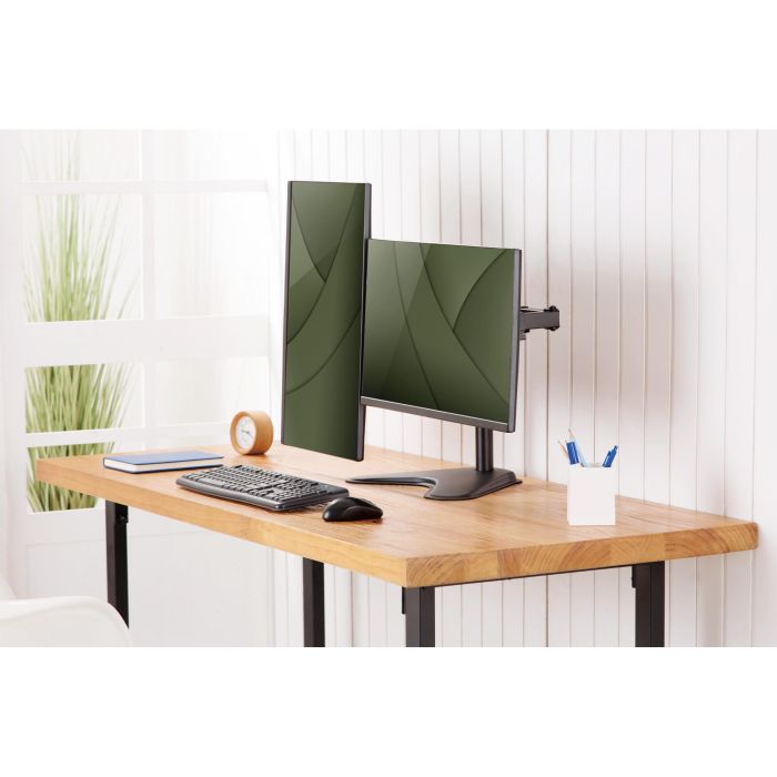 DIGITUS DA-90401 Soporte de escritorio para 2 Monitores de 15-32" hasta 8kg por pantalla, Stand Independiente, Negro 10