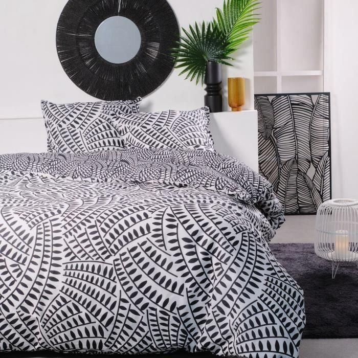 Juego de cama doble -TODAY - 240x200 cm - 100% Algodón - Blanco y Negro Juego de cama doble -TODAY - 240x200 cm - 100% Algodón - Blanco y Negro