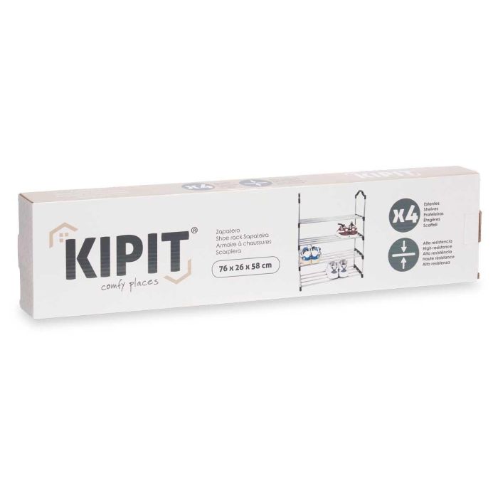 Zapatero 4 Alturas 4 Barras Estantes Negro Kipit 76X58CM (6 Unidades) 2 Zapatero 4 Alturas 4 Barras Estantes Negro Kipit 76X58CM (6 Unidades) 2