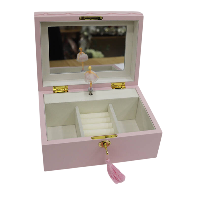 DKD Home Decor Joyero Romantico Rosa 15 x 10 x 21 cm Madera y Espejo Musical