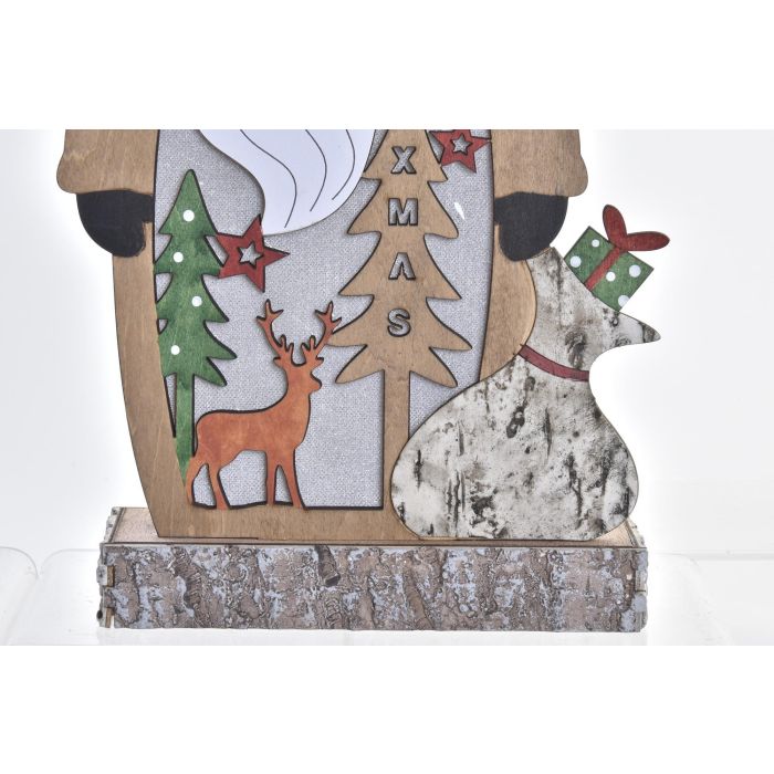 DKD Home Decor Decoración de Navidad Luminosa Alpina LED MDF Natural Multicolor 7x40.5x18 cm Pack de 3 Unidades a Pilas AA 3