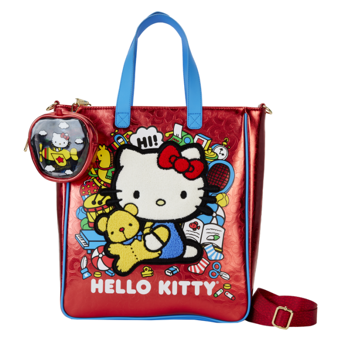 Loungefly Bolso y Monedero Hello Kitty 50 Aniversario Piel Vegana Metalizada Correa Ajustable