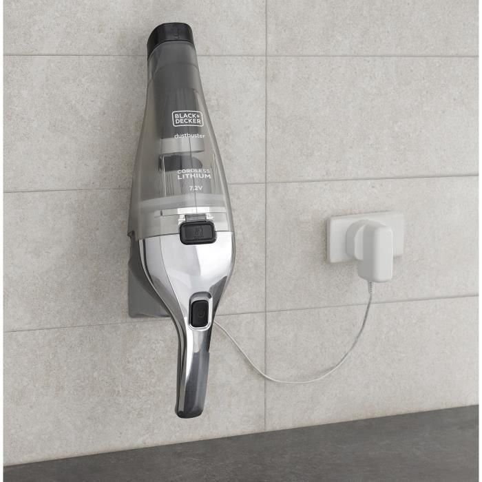Black + Decker NVC220WC-QW Aspirador de Mano Dustbuster Lithium 7,2V | EasyGrip | 385 ml | Filtro Doble | Cromo y Titanio 3