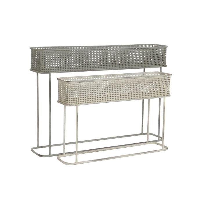 DKD Home Decor Macetero Vintage Gris Blanco Set 2 de Metal, Alto 70 cm, Ancho 100 cm, Largo 22 cm 3 DKD Home Decor Macetero Vintage Gris Blanco Set 2 de Metal, Alto 70 cm, Ancho 100 cm, Largo 22 cm 3