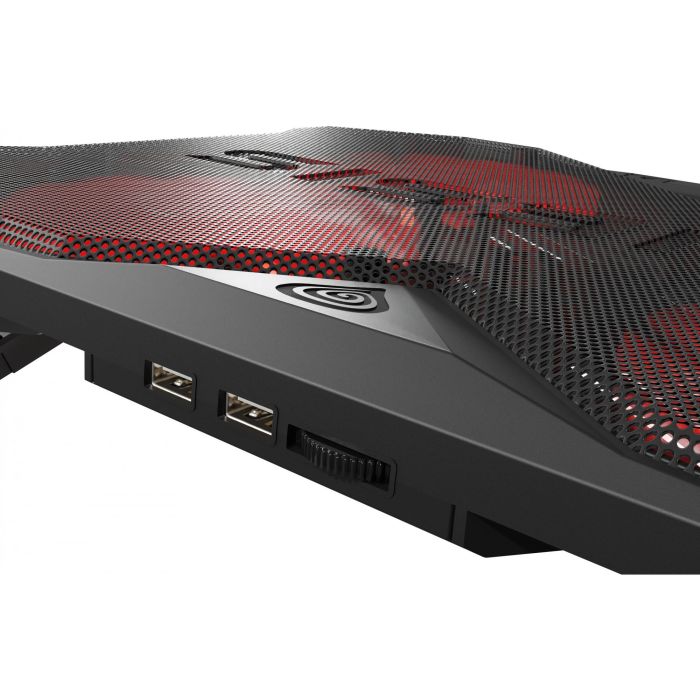 GENESIS Oxid 260 Base Refrigeradora para portátiles hasta 17.3" con 4 ventiladores, 8 Ángulos Ajustables, Gaming Negro/Rojo 2 GENESIS Oxid 260 Base Refrigeradora para portátiles hasta 17.3" con 4 ventiladores, 8 Ángulos Ajustables, Gaming Negro/Rojo 2