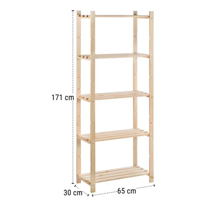 Astigarraga Estantería Natura de pino macizo 171x65x30 cm, 100% PEFC cert 3