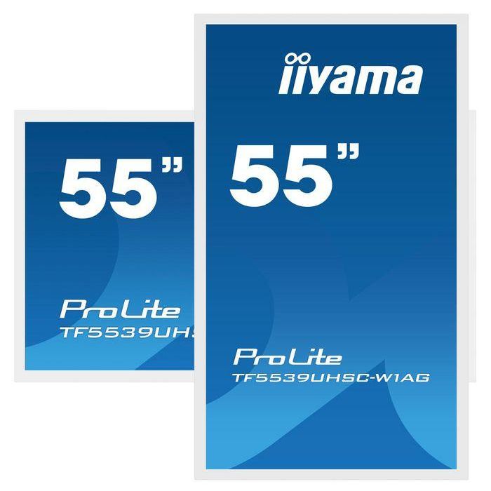 iiyama TF5539UHSC-W1AG Pantalla Táctil Interactiva 55" 4K UHD PCAP IPS 15 Puntos Open Frame Antirreflejos Touch-Through-Glass Blanca Uso 24/7 4