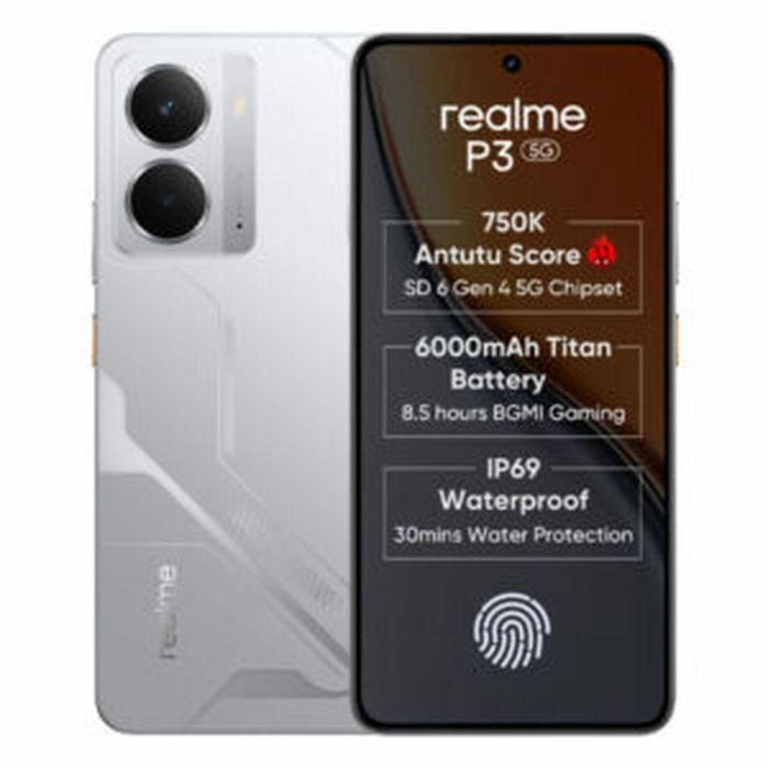 Realme P3 con 8GB de RAM y 256GB de Almacenamiento, Dual SIM y Conectividad 5G en Color Comet Grey Realme P3 con 8GB de RAM y 256GB de Almacenamiento, Dual SIM y Conectividad 5G en Color Comet Grey