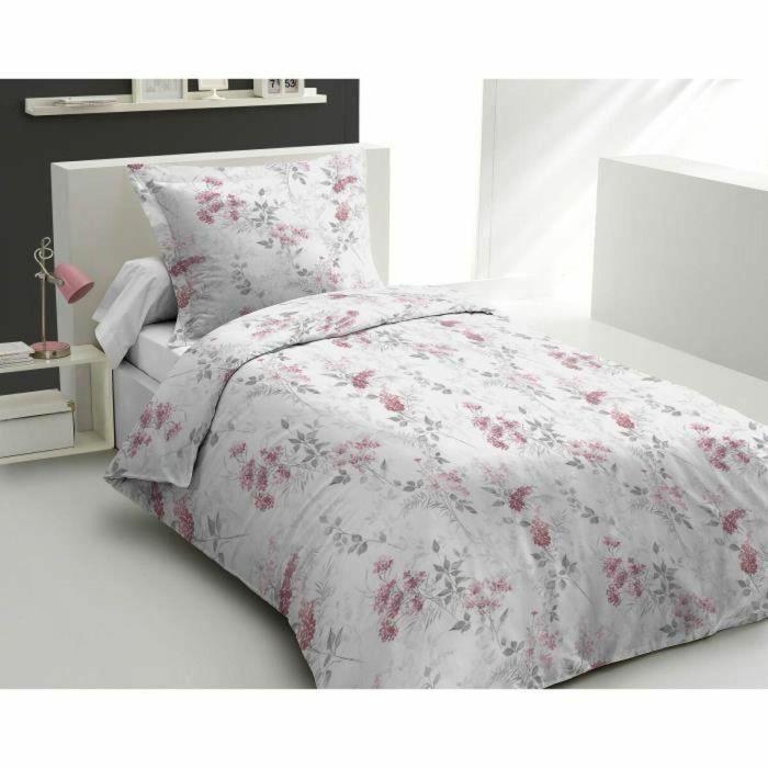 Home Linge Passion HOM3701393706667 Juego de funda nórdica 140x200 cm, Funda nórdica + 1 funda de almohada, 100% Algodón 57 Hilos, Blanco/rosa