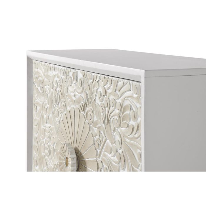 Giner y Colomer Aparador Madera de Mango Blanco con Detalles Dorados 77x90x35 cm 3