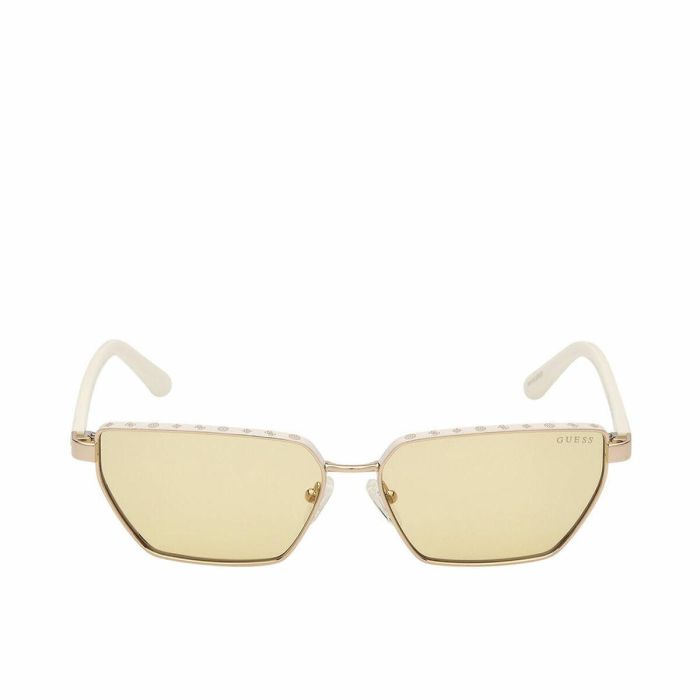 Guess Gafas GU00106 21E Gafas de Sol para Mujer, Montura Metal Blanca y Cristales Marrón, 59 mm